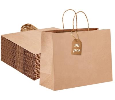 China Gravure Printing Flat Bottom Kraft Paper Bag for Merchandise Nature Clothes Shopping for sale