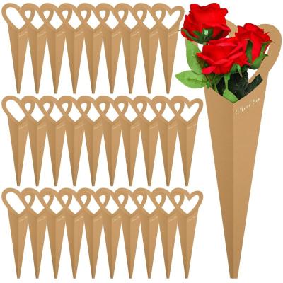 China Handmade Custom Heart Bouquet Floral Arrangement Packaging Kraft Paper Box Bag for Flower for sale