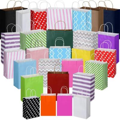 China Handmade Biodegradable Eco-Friendly Striped Pastel Candy Sweet Tote Shopping Kraft Paper Bags for sale