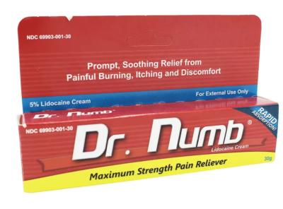 China 30 gramos de crema analgésica Dr. Numb Top para aliviar el dolor OEM ODM en venta