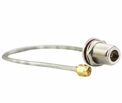 China Nickel Plated SMA Male To N Female Cable With RG402 Cable 10CM for sale