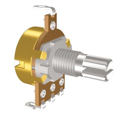 China 16mm metal shaft rotary potentiometer 5k,vertical Type,with1,11,21,41 clicks for sale