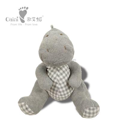 China ODM Soothing Stuffed Animal Embroidery Logo Grey Dinosaur Plush CE for sale