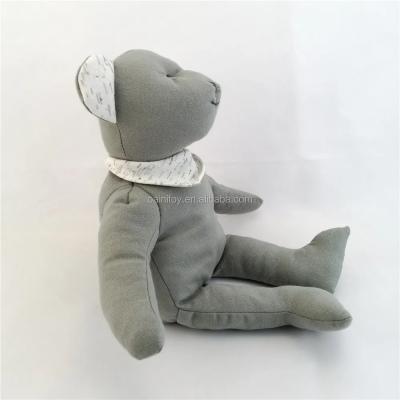 China 100% Cotton Soft Plush Toy 23cm Organic Soft Grey Bear Toy Earth Friendly for sale