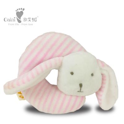 China 10cm Safe Huggable Soft Toys Pp Cotton Loveable Pink Bunny Rattle for sale