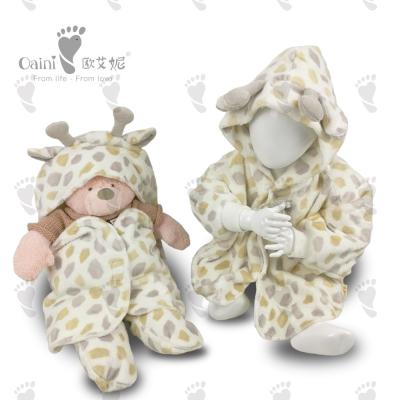 China 33cm Brown Newborn Infant Coat 100% Polyester Infant Cow Outerwears for sale