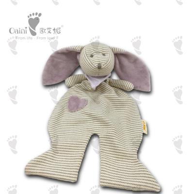 China Fashion Animal Scarf Stripe Plush Rabbit Baby Security Soothing Towel for sale