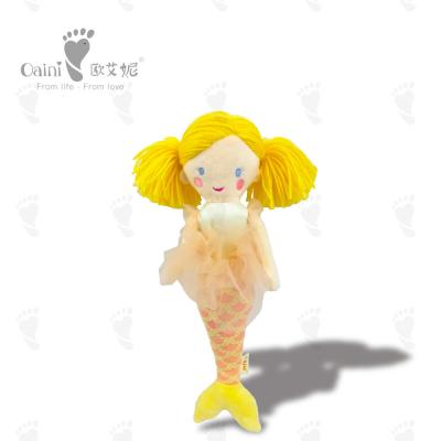Cina 40cm 0 - 7 giocattoli arancio della sirena dei capelli della mascotte farciti età per i bambini di 5 anni in vendita