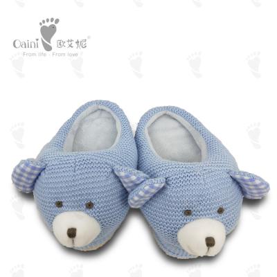 China Stuffed Plush Baby Shoes 8cm PP Cotton Warm Bear Blue Head Newborn Shoes for sale