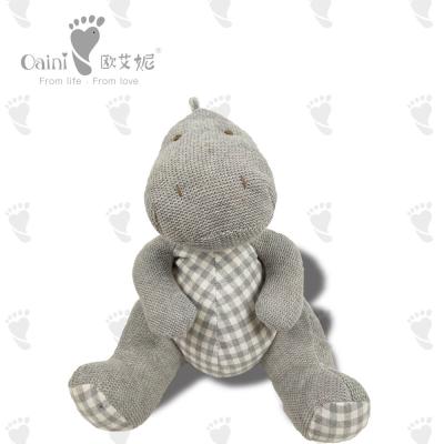 China PP Cotton Stuffed Plush Toy Non Toxic 100% Polyester Grey Dinosaur Plush 28cm for sale