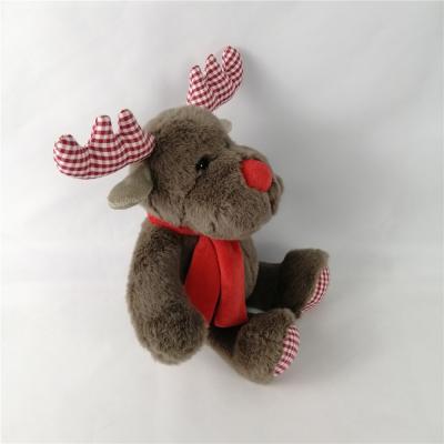 China Soft Cuddly Christmas Plush Toys Moose Stuffed Animal Huggable Brown Elk Toy for sale