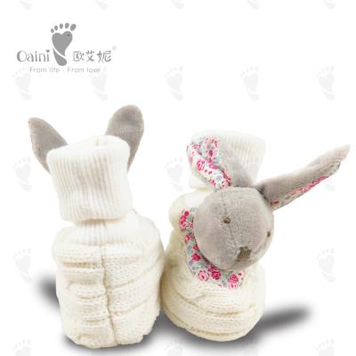 China Plush Toddler Shoes Comfortable Safe Baby Infant Toe Rabbit Head Shoes for sale