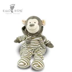 China ODM OEM Azo Free Supplier Custom Soft Monkey Dolls Toys Lovely Plush Striped Animal Toys for sale