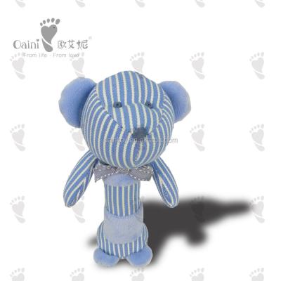 China Custom Animal Baby Soft Animal Handbell Stuffed Bear Baby Rattle for sale