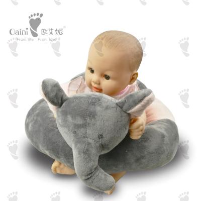 China Cotton Learning Cute Plush Animal Baby Feeding Chair Grey Elephant Infant Sofa for sale