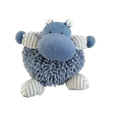 China Super Soft Hand Feeling Stuffed Blue Lovely Various Animal Fat Round Plush Hippo Toy for sale