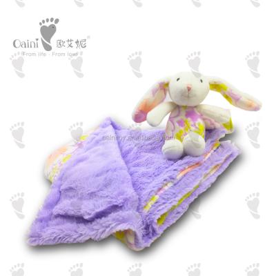 China ODM OEM Long Plush Fleece Striped  Swaddle Blanket Warm Coral Bunny Rabbit Blanket Soft Stuffed Animal Blanket for sale