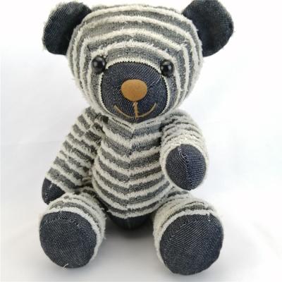 Cina Lovely Stuffed Plush Joint Bear Toy Gift Custom Handmade Jeans Fabric Animal Toy Blue Jean Fabric Jointed Teddy Bear Toy in vendita