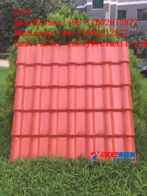 China 350kg/h PVC Glazed Tile Roll Forming Machine / Plastic Roof Tile Extrusion Machinery 0.3-3m/min for sale