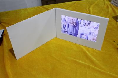 China Thin paper card promotional A4 size video brochure 10'' wide screen white blank card lcd video book with on/off button for sale