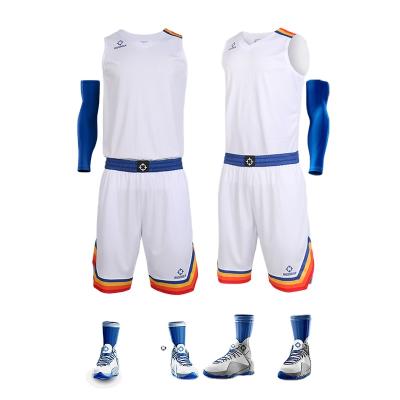 China Breathable Breathable Mens Basketball Wear Polyesrter Knitted Basketball Uniform Sleevesless Uniform for sale