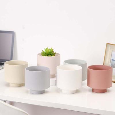 China Matte Eco Friendly Ceramic Large White Decor Ceramic Flower Pots Indoor Living Room, Desktop for sale