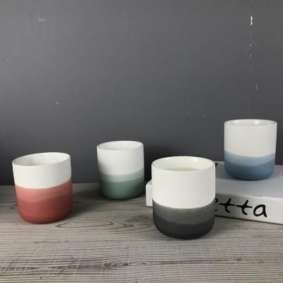China Promotional Gift Item Italy Style Matte Empty Wholesale Unique Candle Jars / Home Goods Ceramic Round Candle Jar for sale