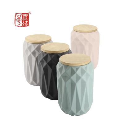 China Factory Wholesale Premium Ceramic Storage Jar With Wooden Lid Normal Safe Packing for sale