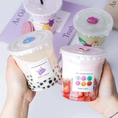 China Disposable 8oz Clear Plastic Dessert Cup Ice Cream Boba Container Logo Custom for sale