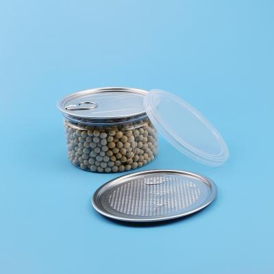 China FDA Peel Off Lid Cylinder 0.5L PET Leak Proof Plastic Jars for sale
