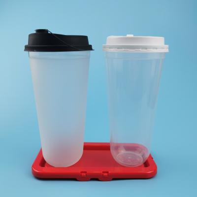 China U Shaped Clear 700ml PP Disposable Bubble Tea Cups for sale