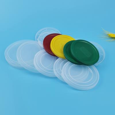 China Clear No Toxic 83mm Embossing PE Plastic Lids for sale