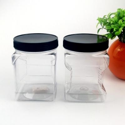 China 125mm Height 650ML Square Plastic Food Jars With Screw Cap for sale