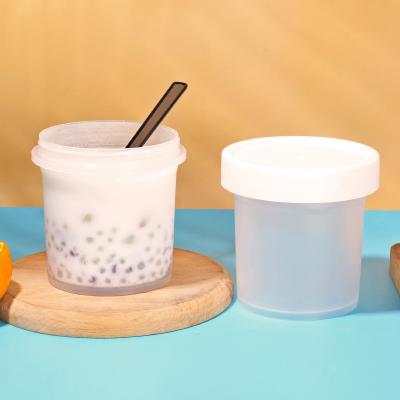 China Taza plástica del helado de los tarros de la comida del OEM 200ml con el casquillo en venta