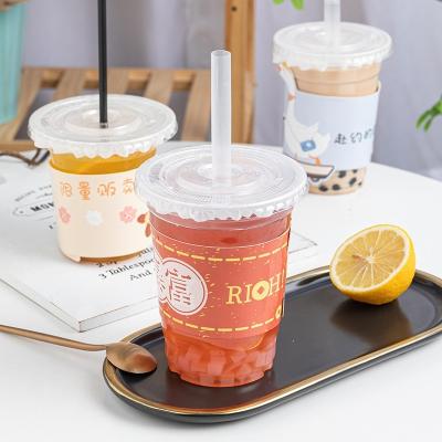 China 16oz 32oz Disposable Bubble Tea Cups For Juice Non Spill for sale
