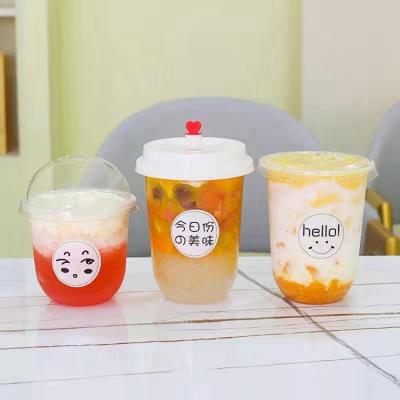 China 360ml Cold Drink Cup With Lid U Shape Plastic Disposable Cups for sale