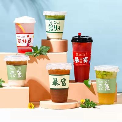 Chine tasses de thé jetables de bulle de 500ml pp avec Straw Frosted Plastic Drink Cups à vendre