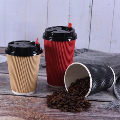 Китай Не разлейте устранимые бумажные кофейные чашки 12oz с логотипом крышек продается