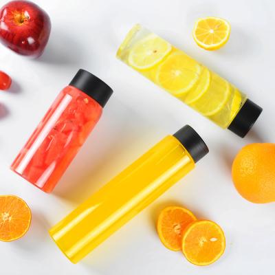 China 300ml 500ml Transparent Plastic Disposable Juice Bottles For Beverage for sale