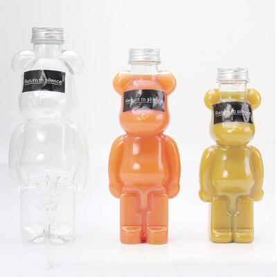 China Bear Plastic Screw Bottles For Juice Bubble Tea Voss Black 100ml for sale