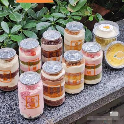 China Food Grade PET Transparent Ice Cream Jars 8Oz Plastic Mini Cake Jar With Lid for sale
