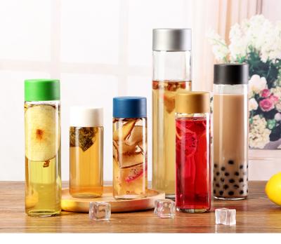 China 350ml 500ml Voss Style Plastic Juice Bottle With Colored Screw Lid for sale
