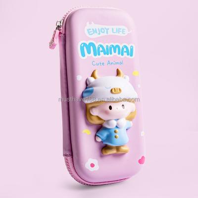 China Super Large Capacity Maihe Maimai Girl Kids Waterproof EVA School Cute Pencil Case With Zipper And Squishy Toy for sale