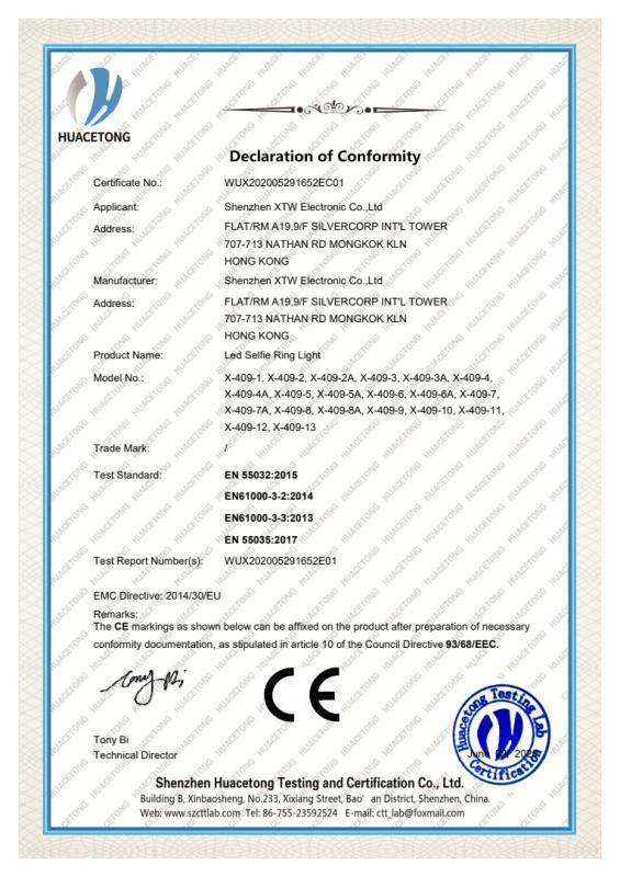 CE - Shenzhen XTW Electronic Co., Ltd.