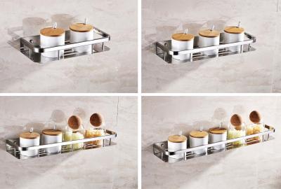 China Mirror Polishing Stainless Steel Spice Rack Wall Mount For Kitchen Bathroom Balcony for sale