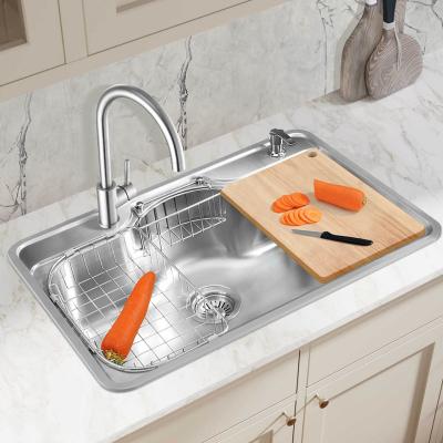 China 0.9mm Thick Top Mount Kitchen Sink , 20 Gauge Stainless Steel Single Basin for sale