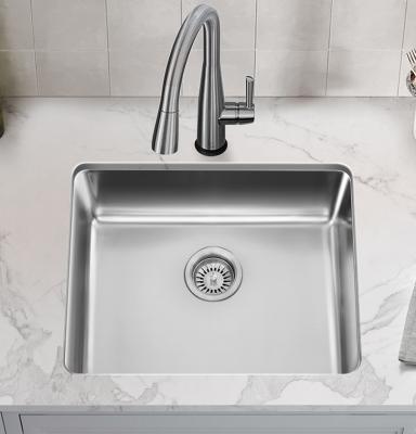 China Undermount Stainless Steel 304 Kitchen Sink Single Bowl With Drainer And Sewer Pipe for sale
