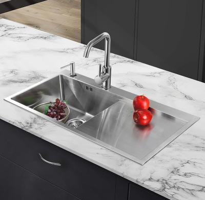 China Modern SS 304 Kitchen Sink , Single Basin Stainless Steel Sink With Silver Brushed Finish for sale