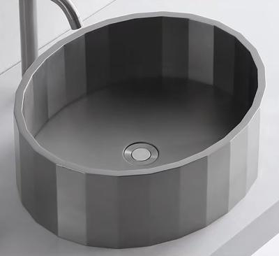 China Oval Shaped Stainless Steel Vessel Bathroom Sinks With Matte Black Matte Grey Color for sale