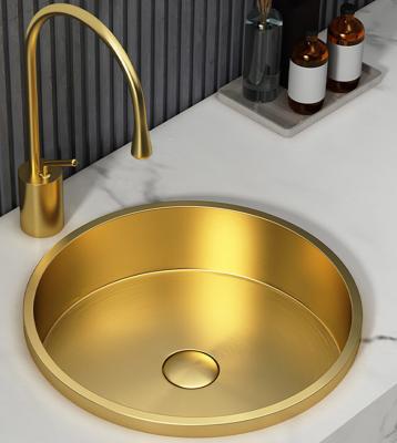 China Bathroom Top Mount Vessel Sink Bowl Round Shape With Satin Brushed Finish for sale